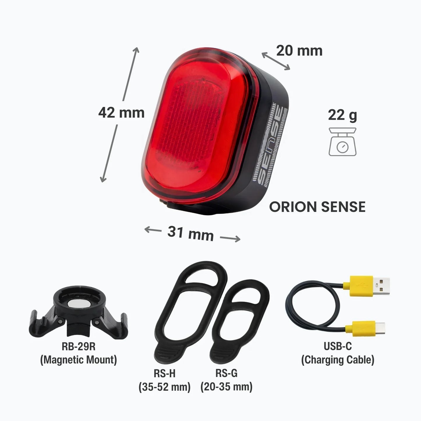 Moon Orion Sense 50 Lumens Bike Light (Brake Sensing)